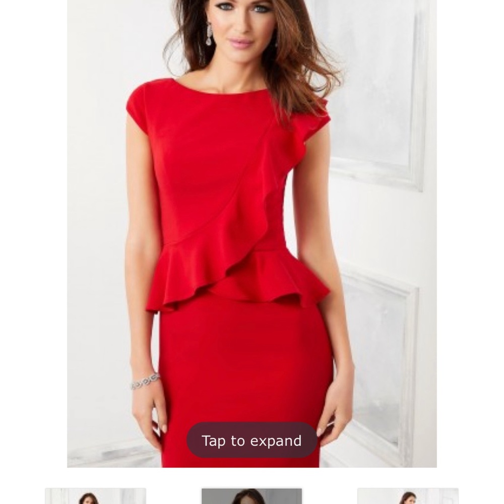 Black Mori Lee 72307 Peplum Top Dress for sale. Never been worn & tags attached - Picture 4 of 4